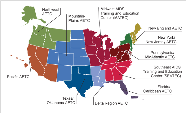 Map showing AETC locations in the US