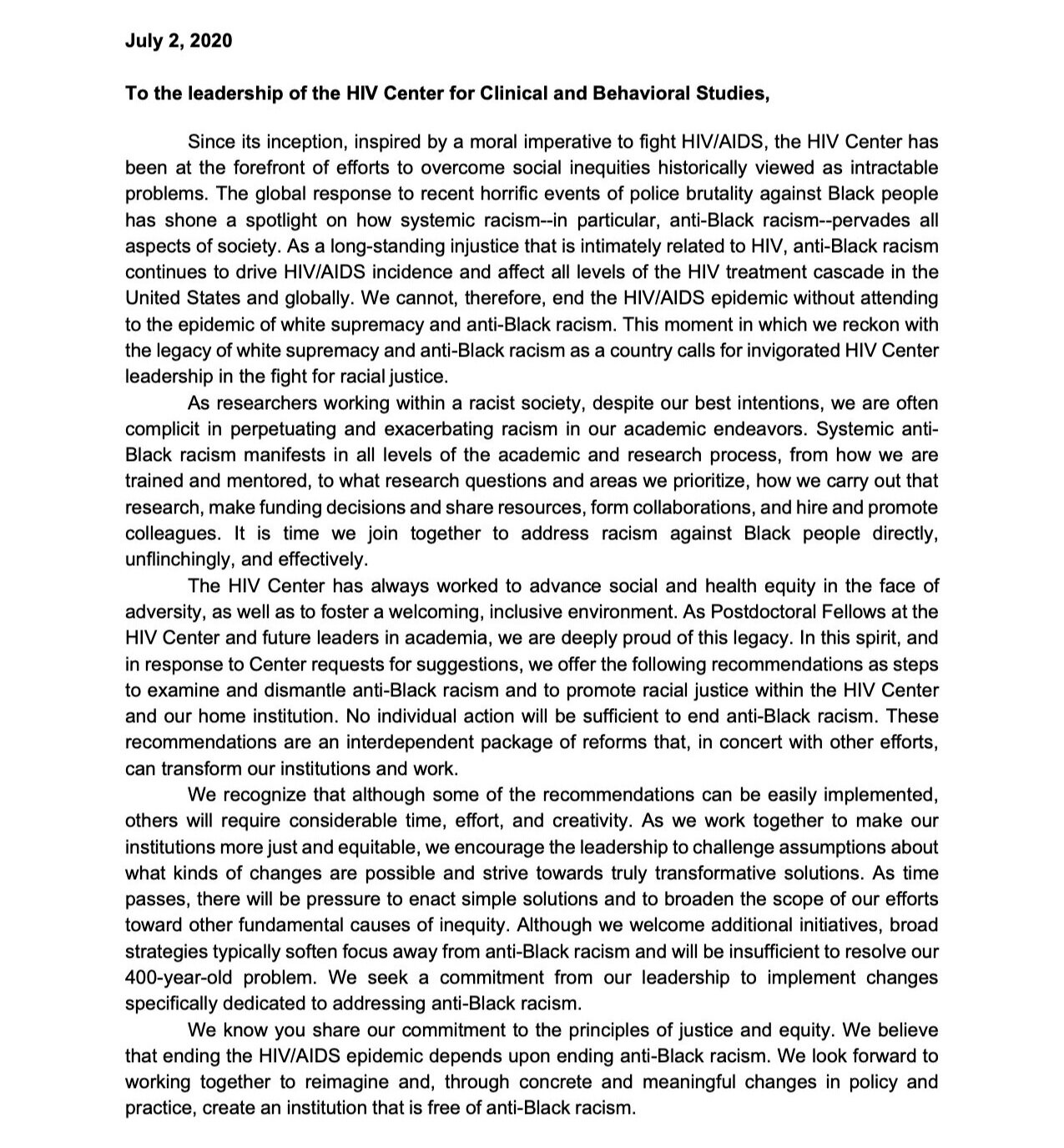 Racial Justice Letter to HIV Center Leadership.jpg